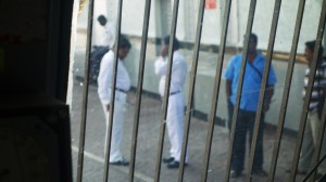Traffic Staff at Railway station preparing for safe despatch of a train