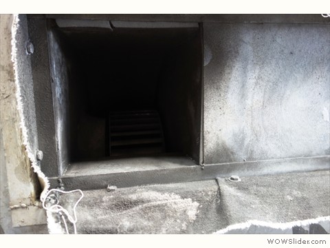 Duct of roof mounted package AC unit