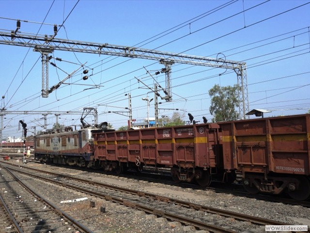 Freight Train hauled by Electric Locomotive
