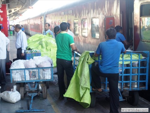 Loading of Catering material in Rajdhani Express