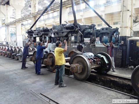 Artisan staff attending Bogie in Loco Shed